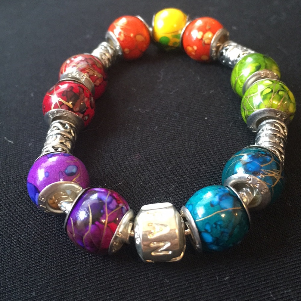 Pandora Sterling Silver/Multi-Color Bracelet